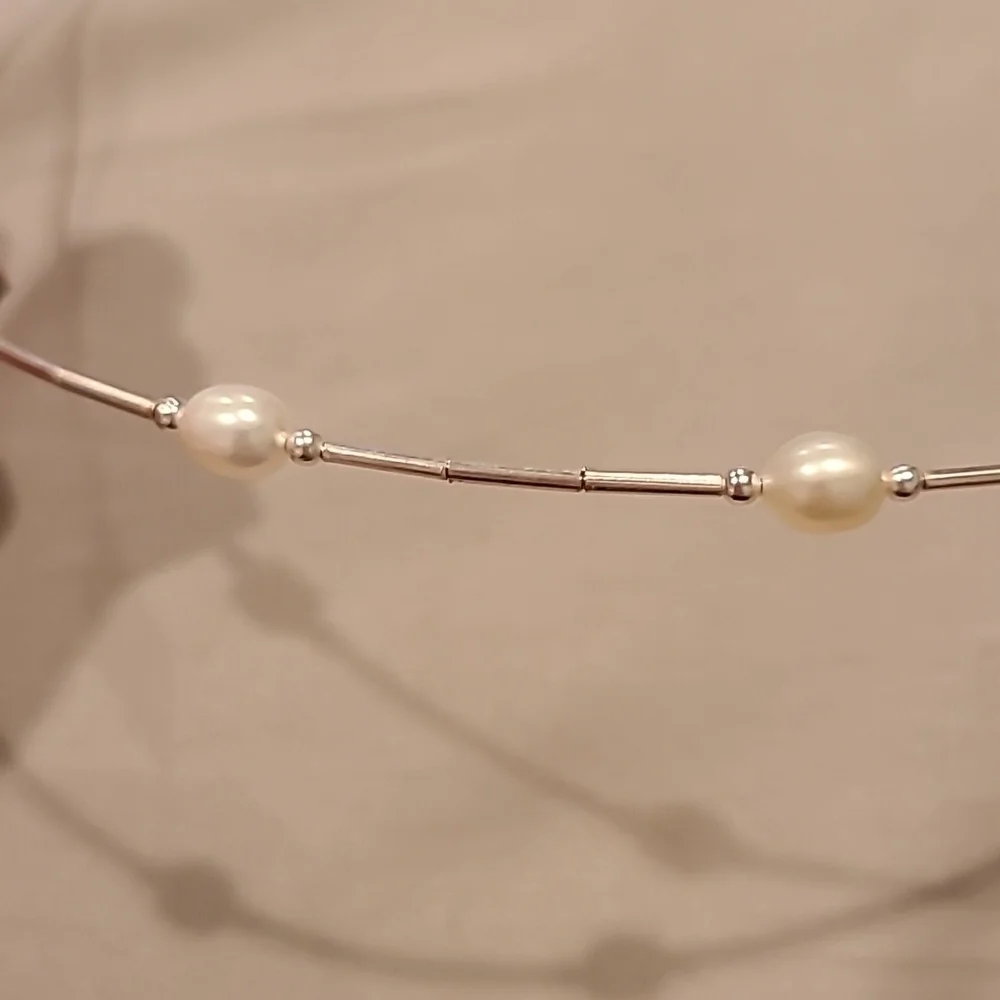 Pearl sterling silver choker necklace - Picture 2 of 5